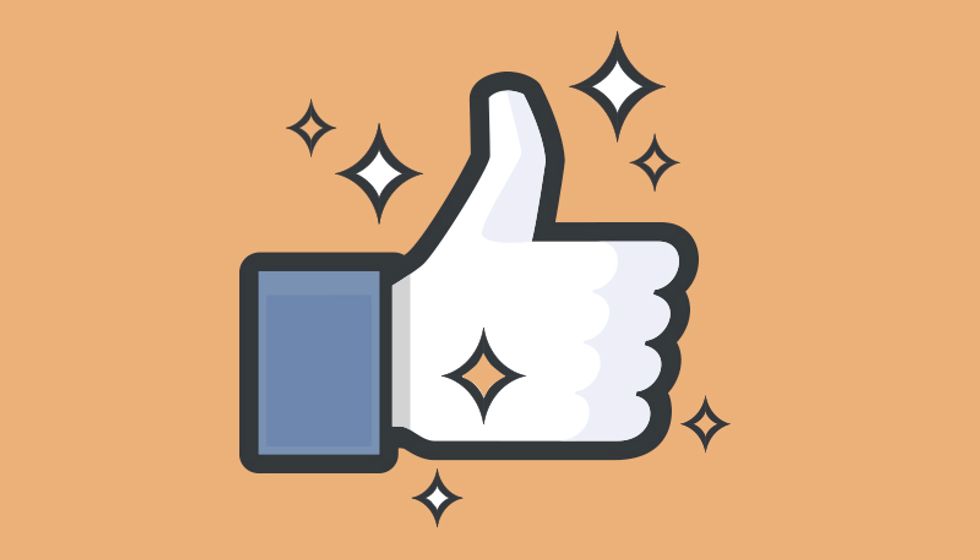 a sparkling Facebook thumbs-up 'like' icon