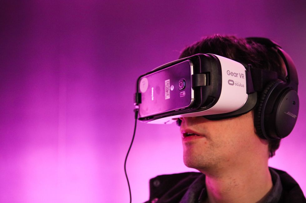 Man wearing VR goggles.