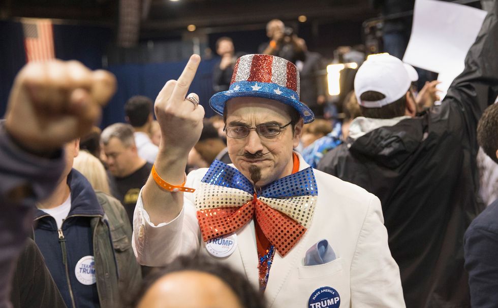 A Trump supporter at a rally. (Photo by Scott Olson/Getty Images)