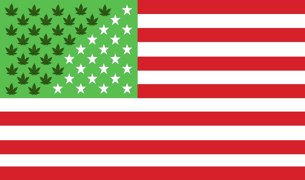 The 28 states (and Washington DC) who have legalized medicinal marijuana, as of November 2016. Seven states now allow recreational marijuana use.
