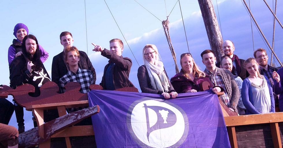 Iceland's Pirate Party holding court from a Viking Ship. Credit: European Pirate Party.