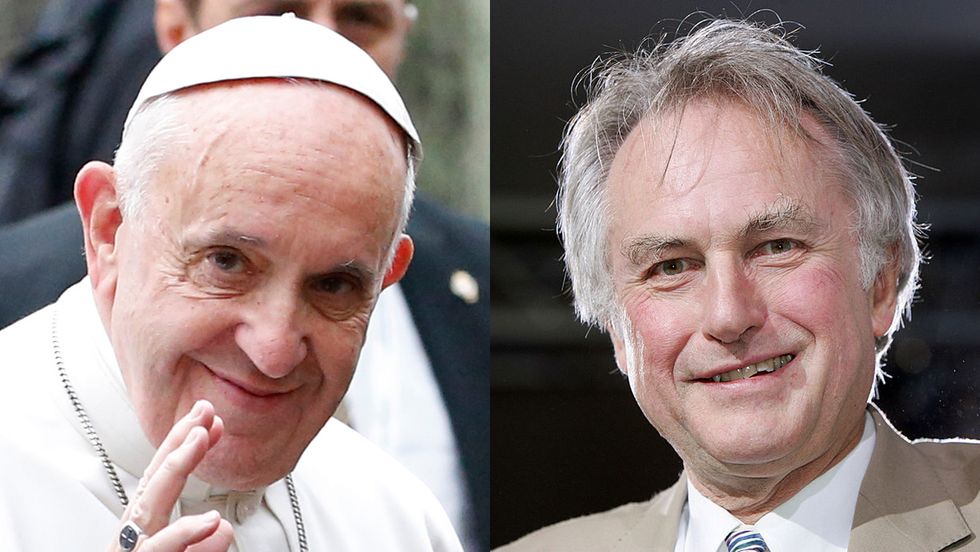 Pope Francis and Richard Dawkins, both positively cheery in the face of death.