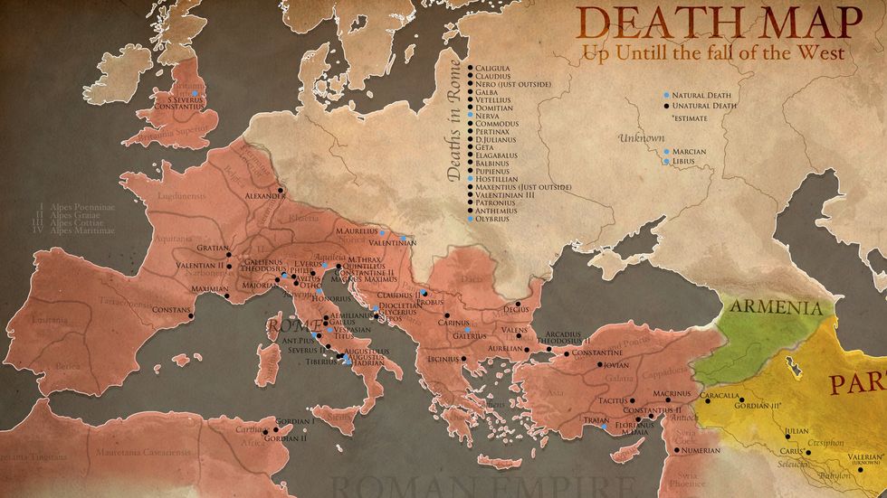 Veni, Vidi, Gone: A Death Map of Roman Emperors