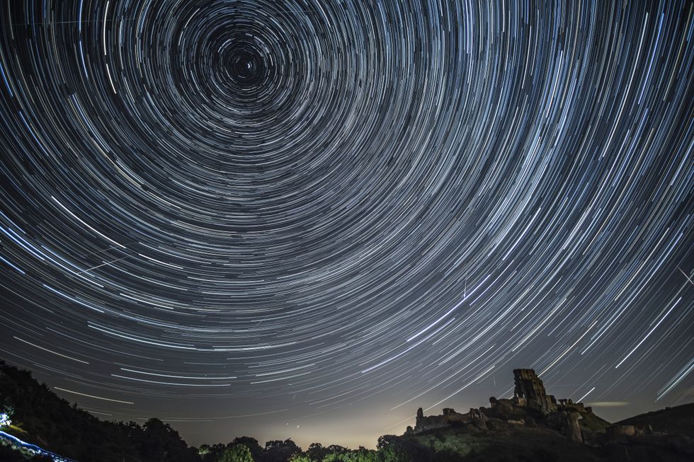 Stars swirling over the desert.