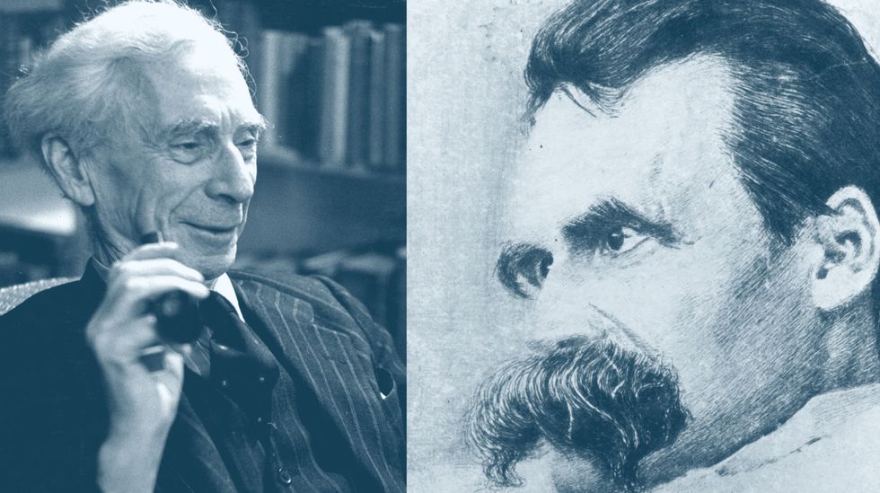 Bertrand Russell and Friedrich Nietzsche (Getty Images and Scotty Hendricks)
