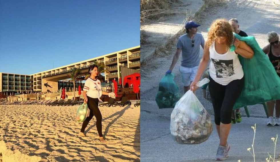 Ploggers work out and clean up in Playa del Carmen (Instagram @richmariscal) and Buenos Aires (Instagram @ambienteradio).