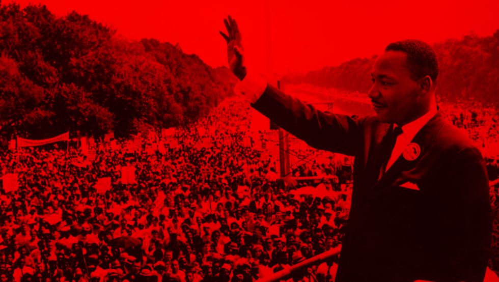 King shortly after the "I Have a Dream" speech at the Lincoln Memorial.