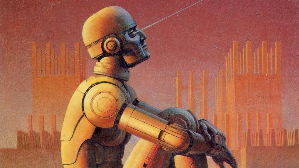 10 best A.I. books. (Image: Ralph McQuarrie cover art for "Robot Visions" by Isaac Asimov, 1990.)