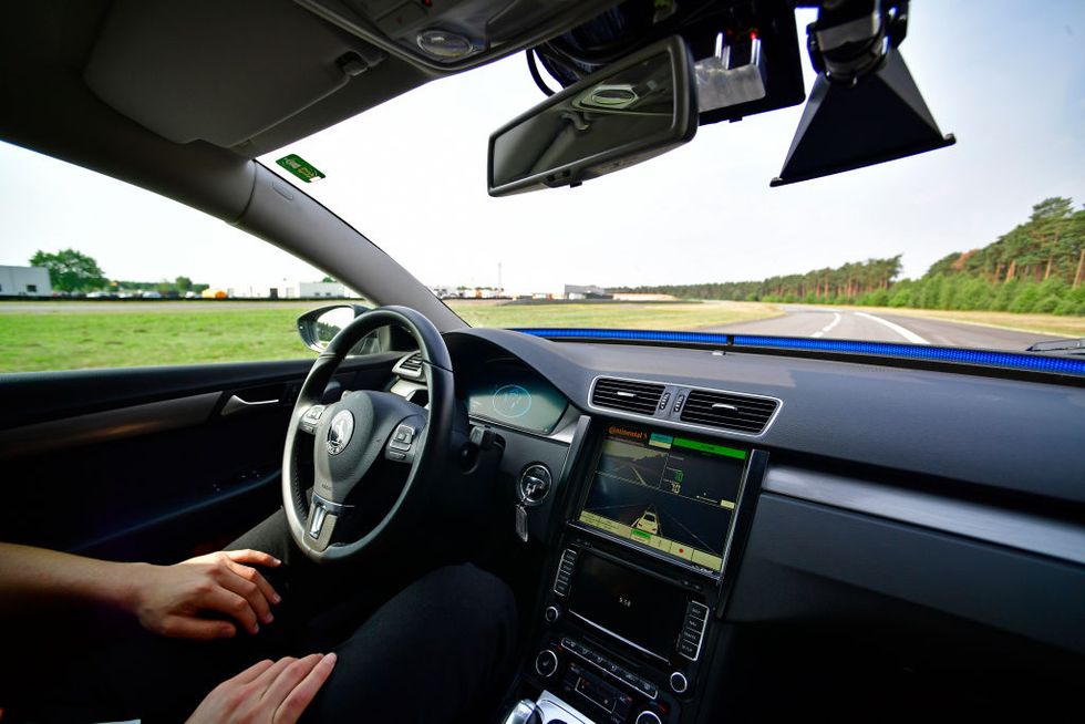 Self-driving car out on the road.