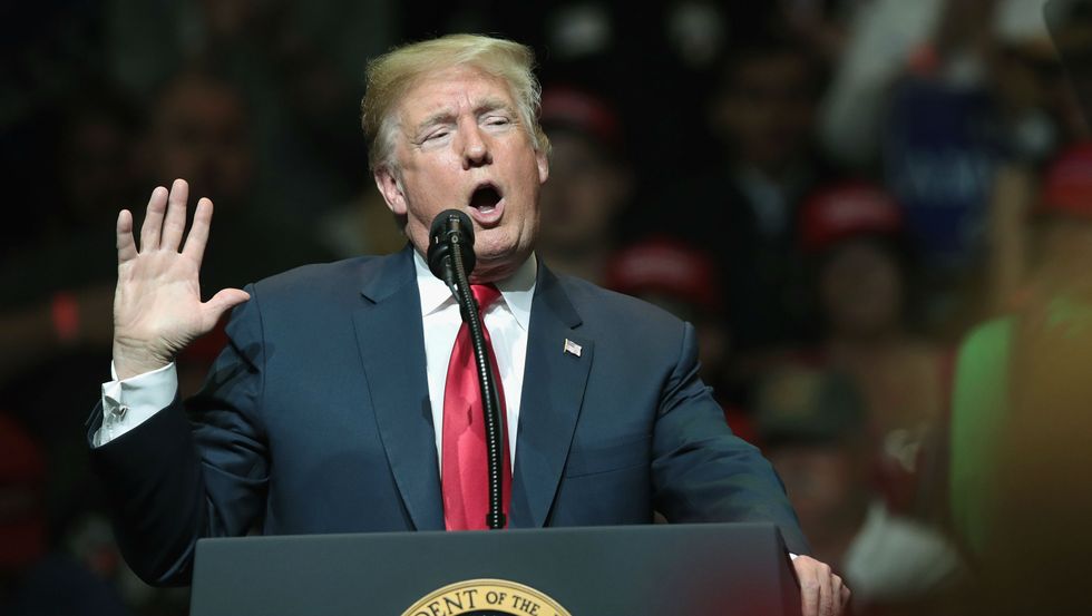 President Trump speaks to an audience in Indiana.