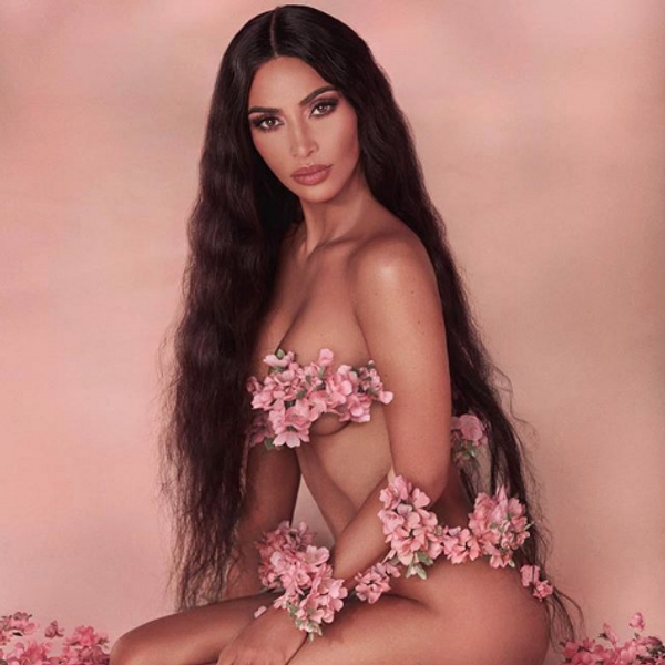 Kim Kardashian Posed Naked With Cherry Blossoms