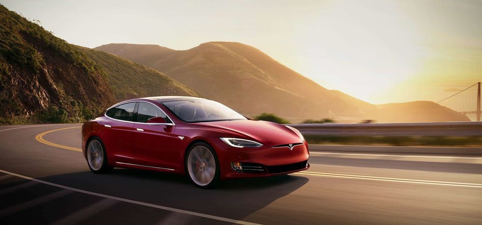 Photo of a red Tesla Model S