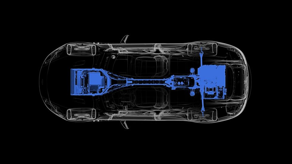 an illustration. of Rapide E's drivetrain