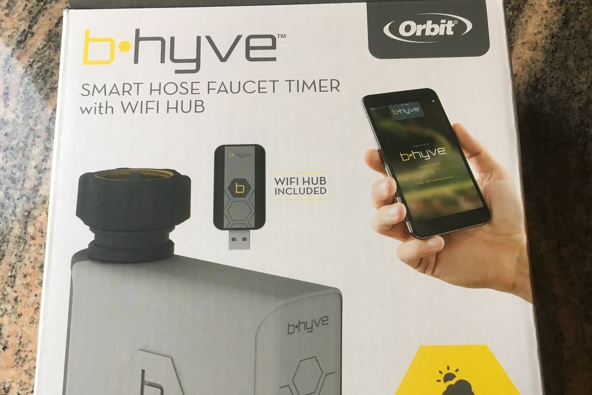a photo of Orbit B-hyve Smart Hose Faucet Timer with Wi-Fi Hub box
