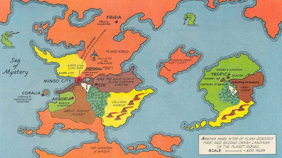 A Map Of Flash Gordon S Planet Mongo Big Think
