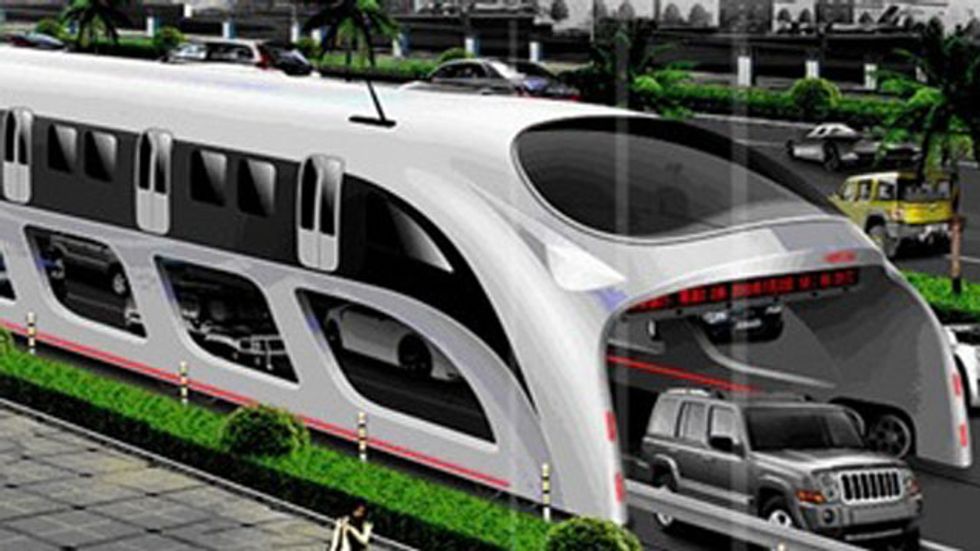 Chinese "Straddling" Bus Offers to Alleviate Traffic Congestion