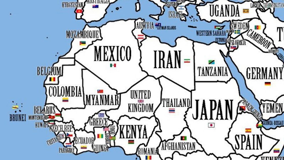 Map of the World's Countries Rearranged by Population