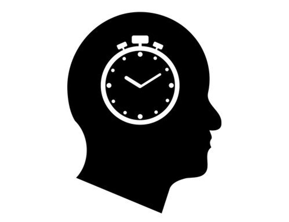 Часы brain. Человеческий мозг и часы пиктограмма.