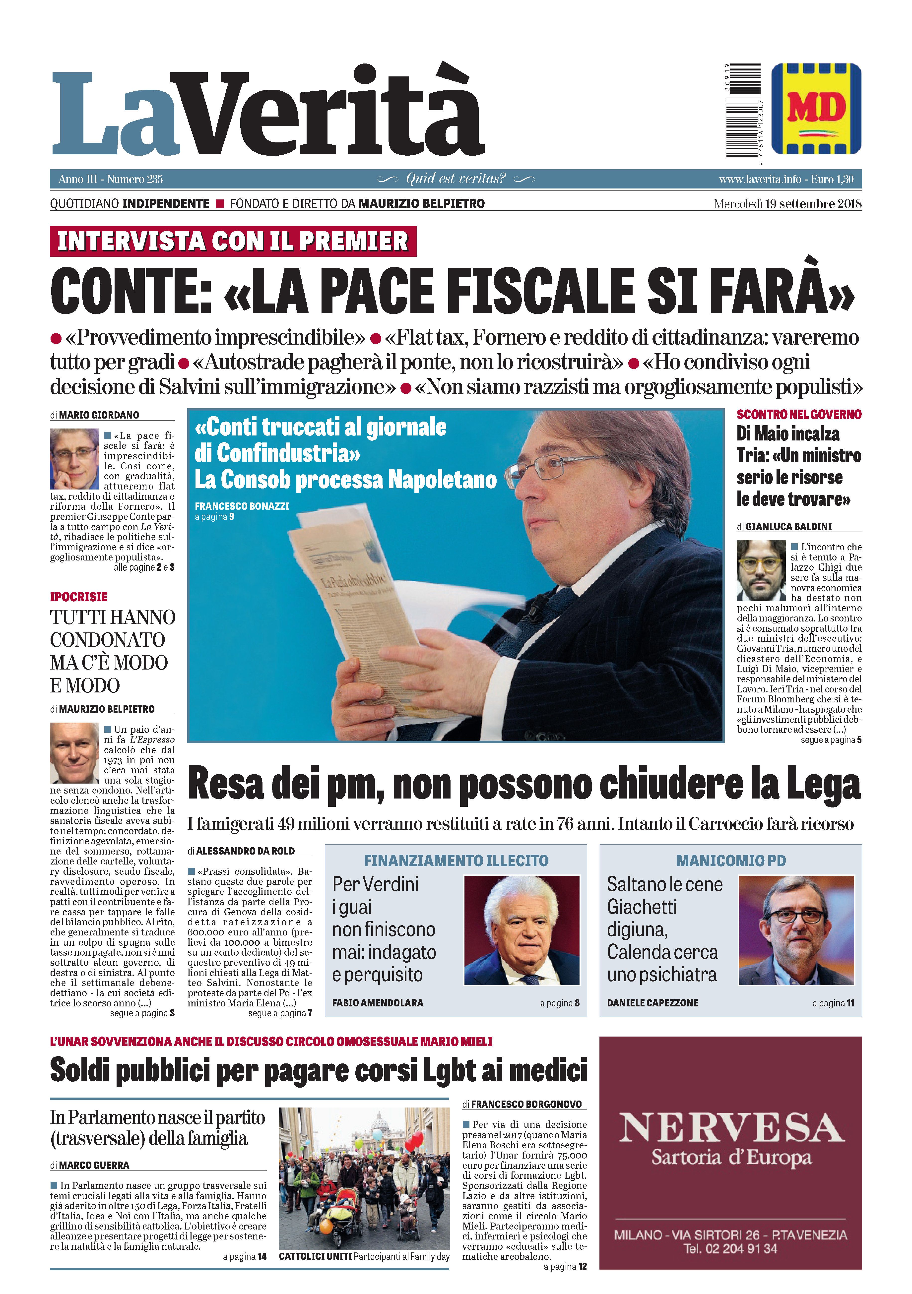 TEST - La Verità 19 Settembre 2018