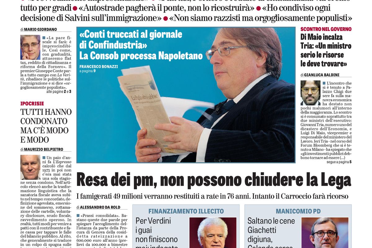 TEST - La Verità 19 Settembre 2018