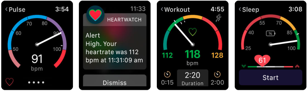 images from HeartWatch app