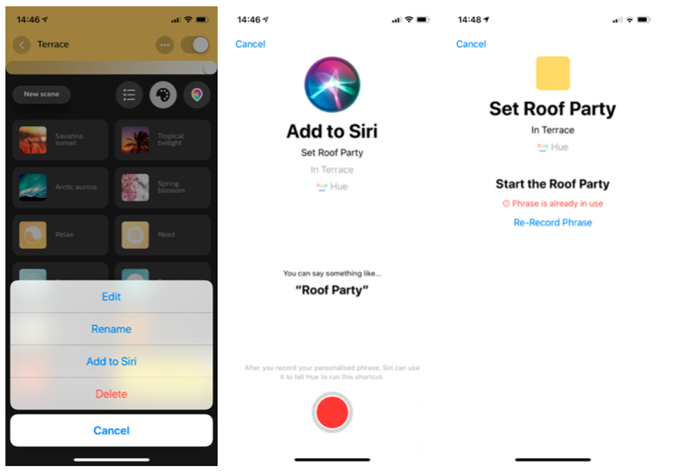 Picture of philips hue smart lights app screens