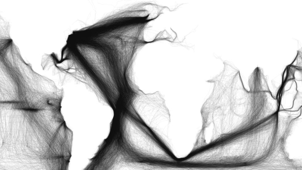 A Digital Map of Ocean Traffic, Mined from Centuries-old Ship's Logs