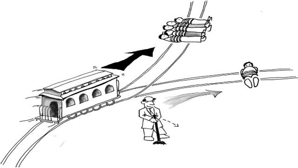 Le problème de chariot. El problema carro. The trolley problem. A moral choice in another language is NOT the same.
