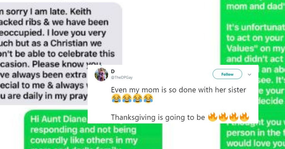 Twitter User's Text Response To Aunt Who Won't Attend Gay Wedding Due To 'Christian Values' Rips Her A New One ðŸ”¥