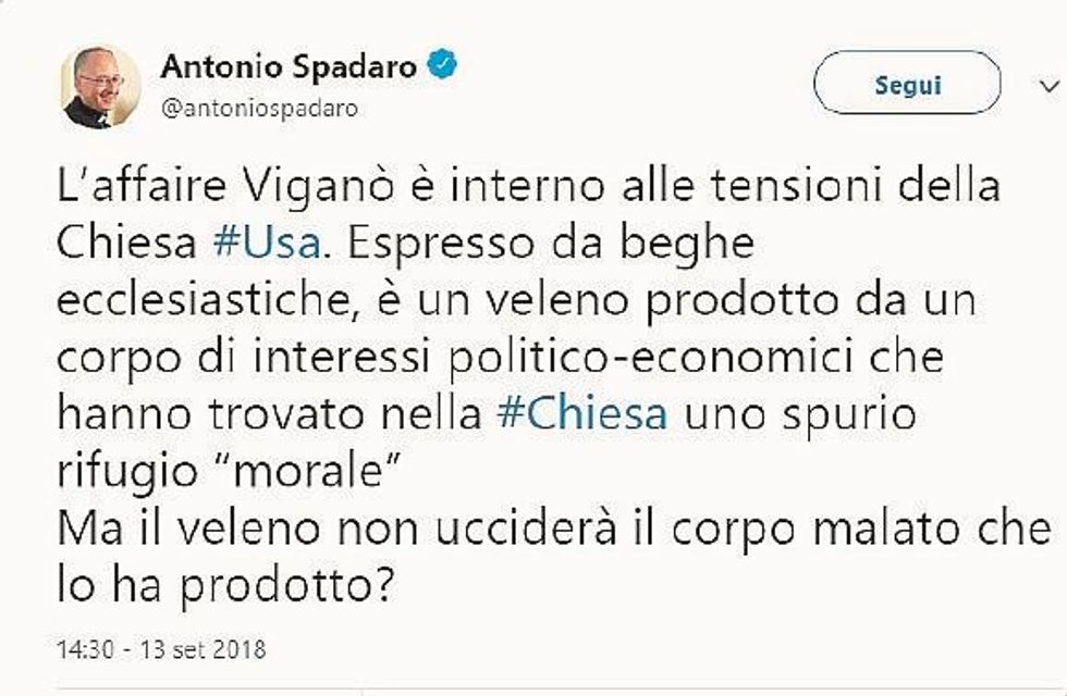 L’ultima su Viganò? «Solo beghe americane»