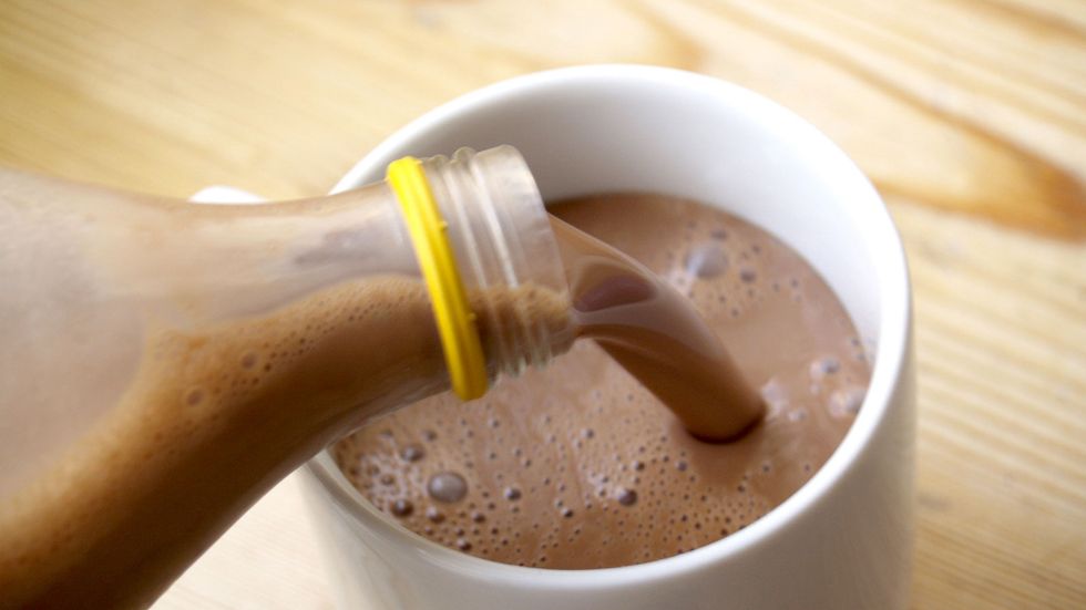 chocolate milk in a glass