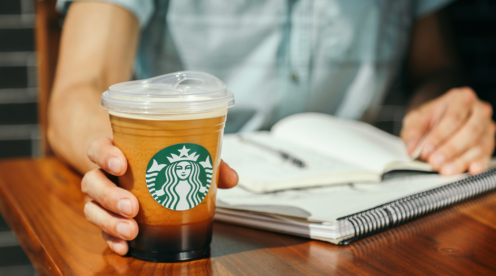 Starbucks coffee without a straw, sip cup