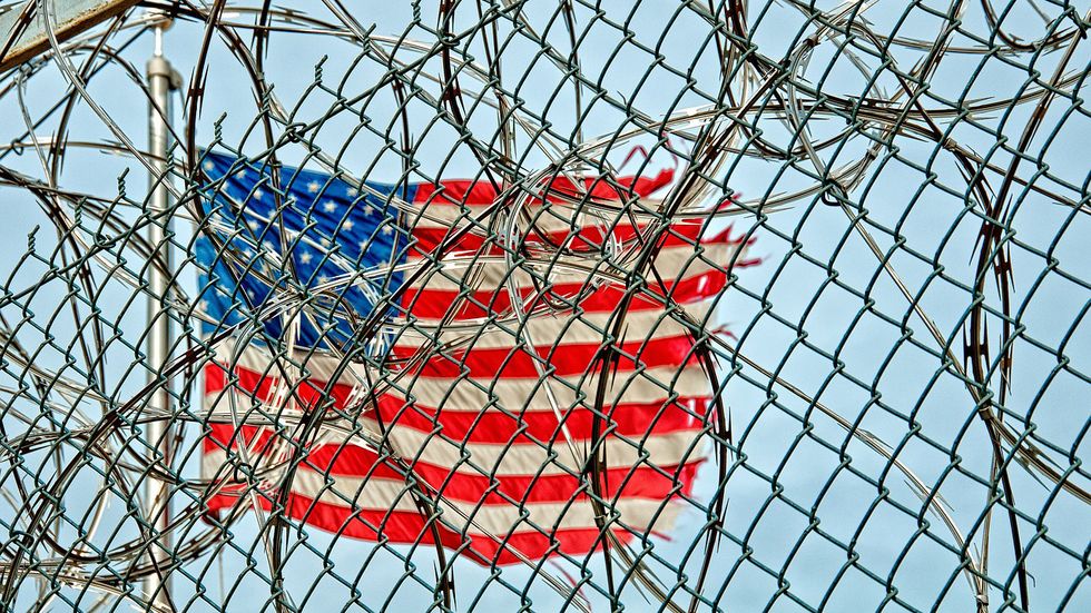 American flag in prison