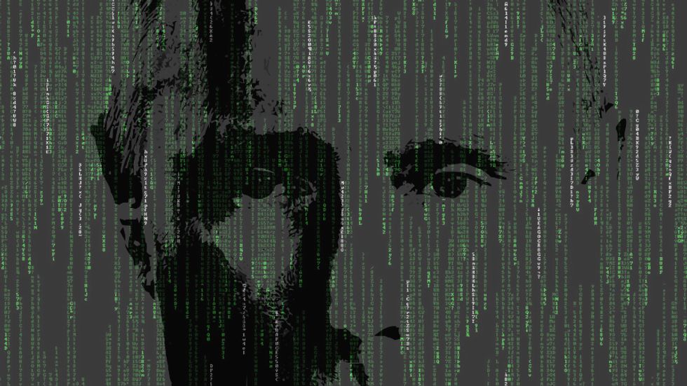 Vladimir Putin with computer hacking code Creative Commons/Big Think