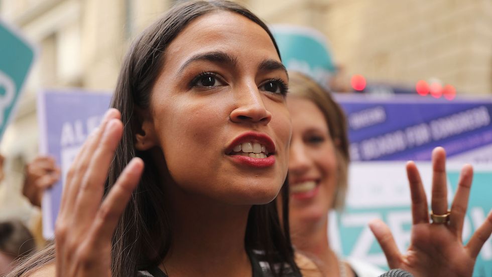 NEW YORK, NY - JULY 12: Congressional nominee Alexandria Ocasio-Cortez stands with Zephyr Teachout after endorsing her for New York City Public Advocate on July 12, 2018 in New York City. (Photo by Spencer Platt/Getty Images)