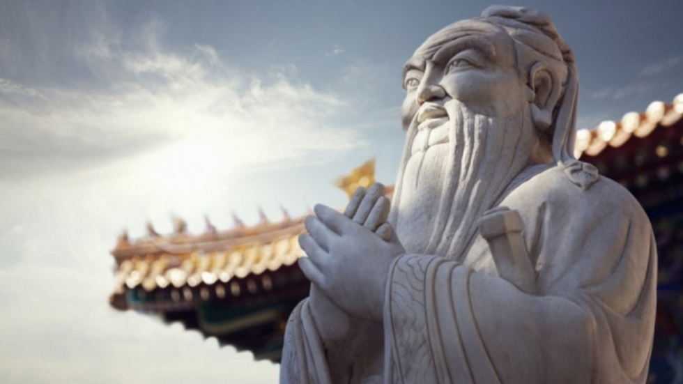 Confucius as immortalized in marble.