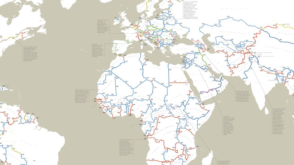 Huge color-coded map shows the world's most ancient and recent borders