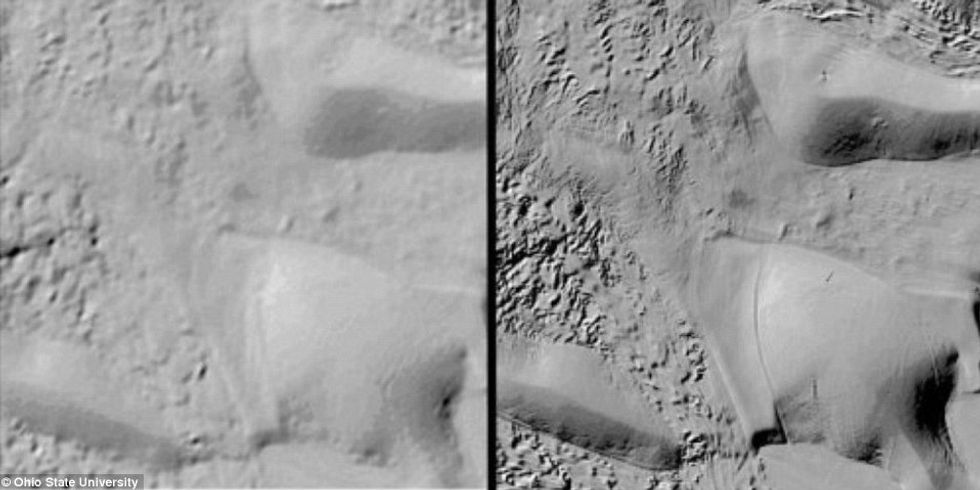 Before and after photo of Antarctica.