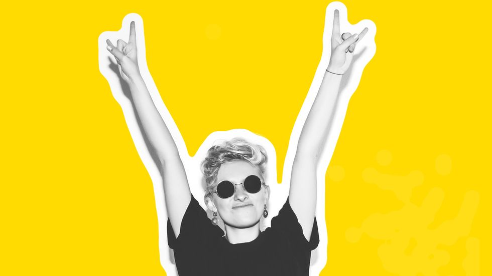 excited raised hands, following passions