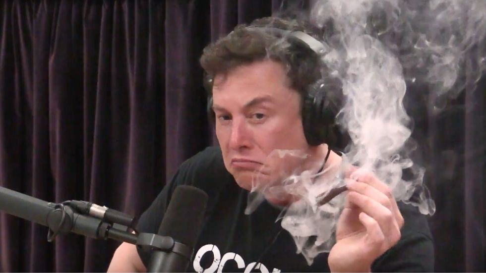 Elon Musk appearing on the Joe Rogan Experience podcast