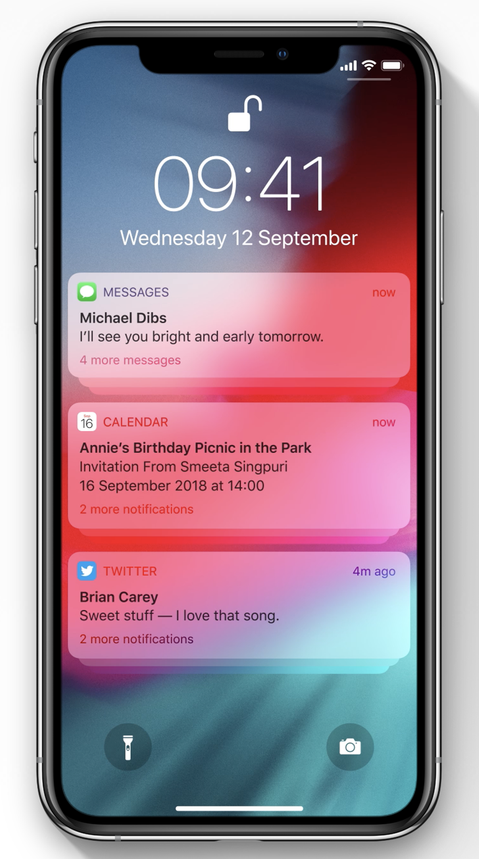 a screenshot of an iPhone showing Grouped notifications