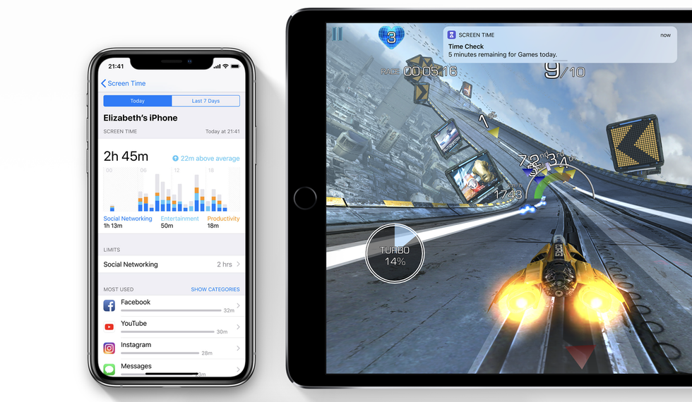 photo of iPhone showing monitoring of screen time.