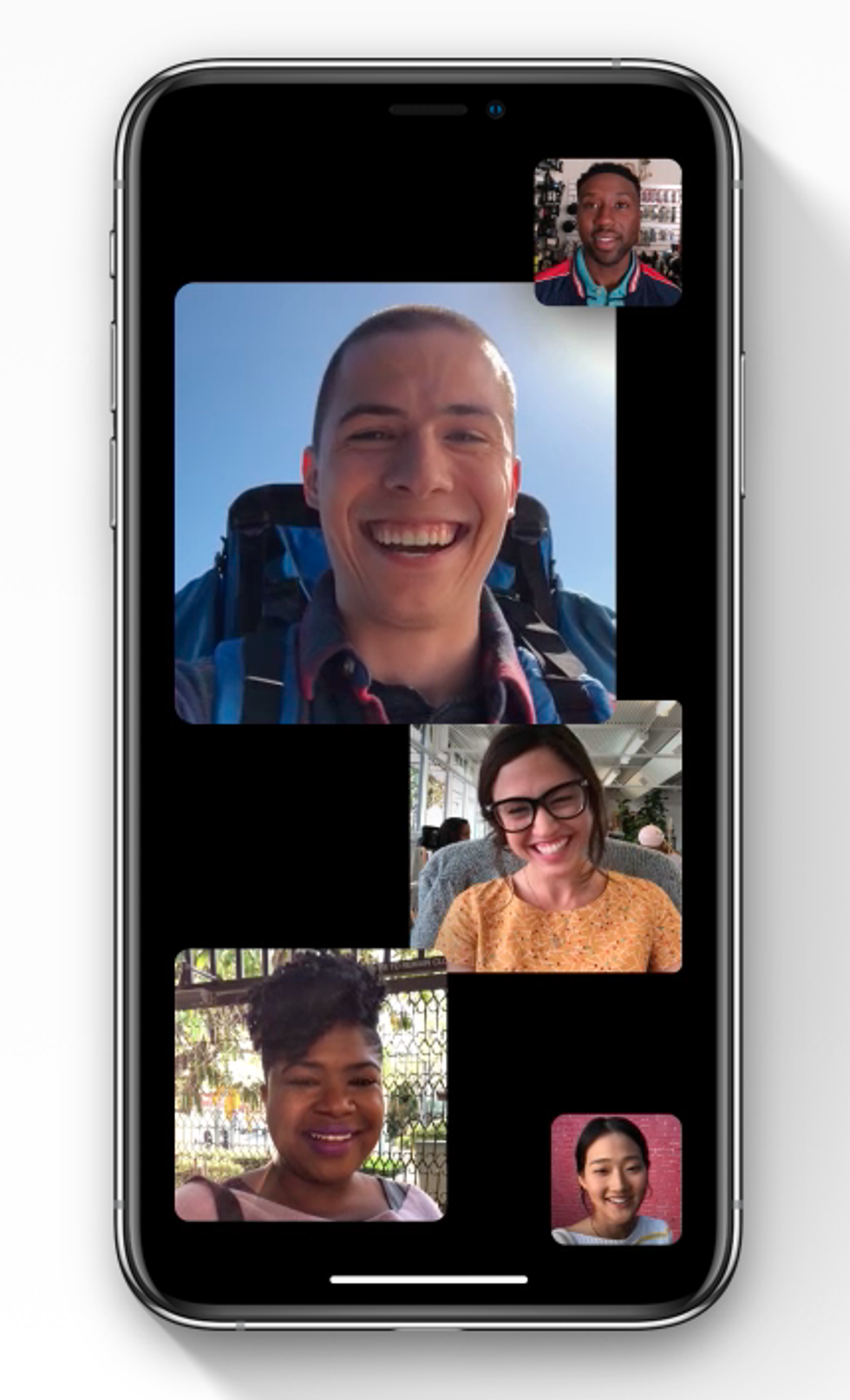 a photo of a iPhone conducting Group FaceTime