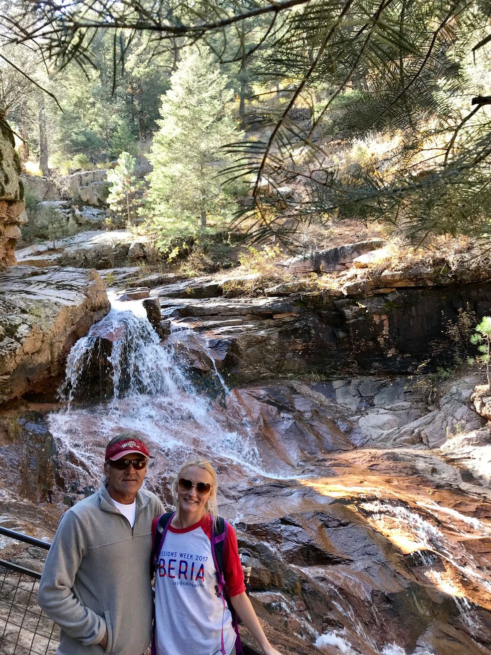 My dad and I hiking