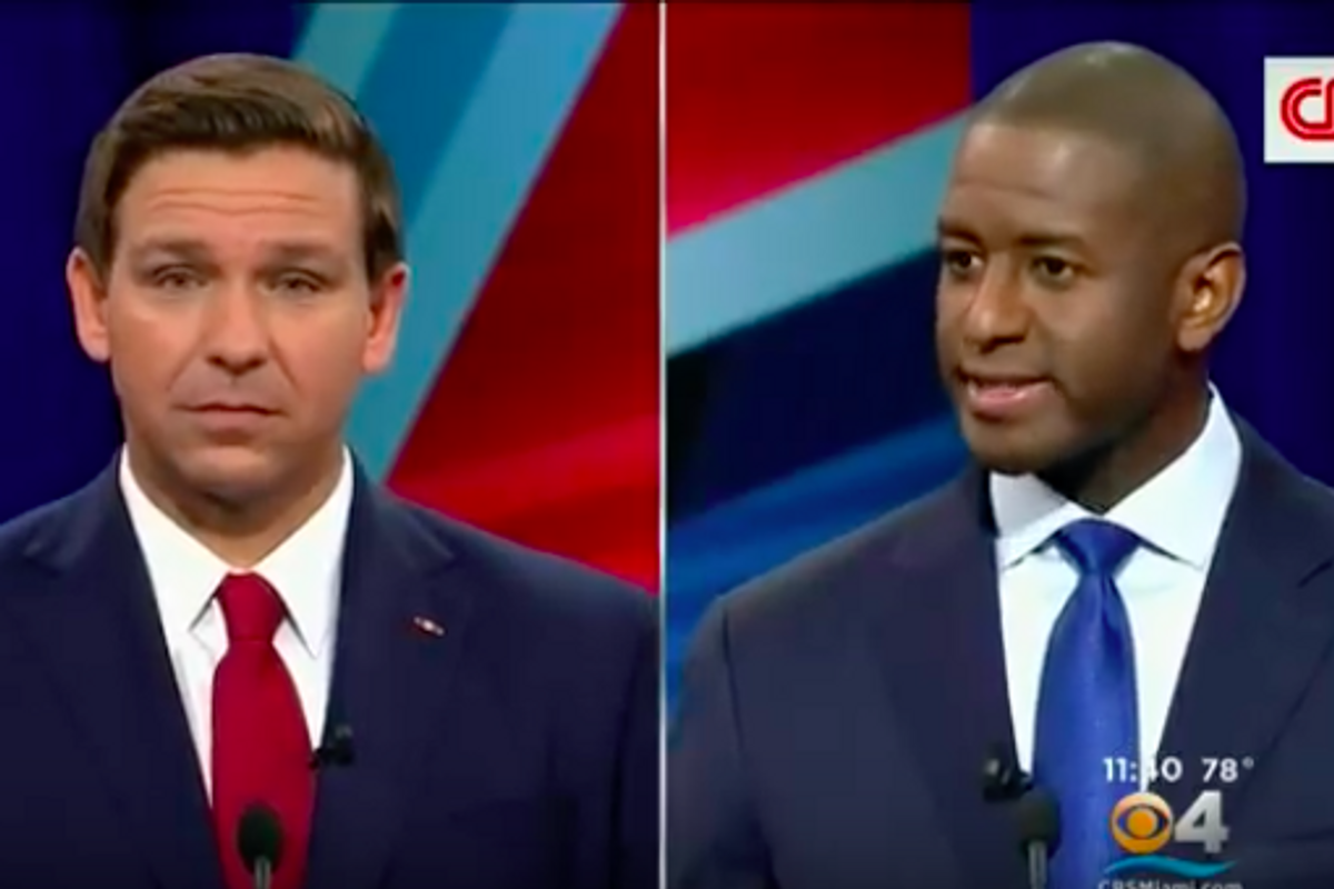 Andrew Gillum Keeps Murdering Ron DeSantis In Florida Gov Debate After He's Already Dead