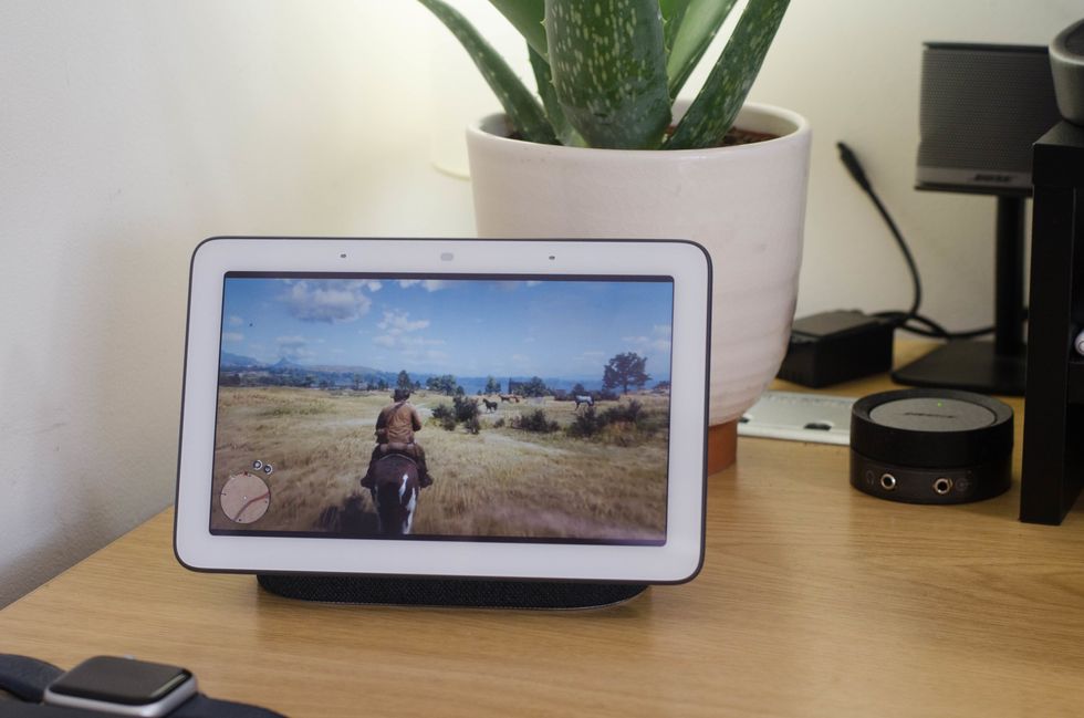 a Photo of Google Home Hub showing a video