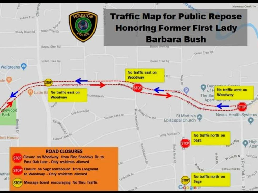 HPD releases road closures, safety details on Barbara Bush funeral