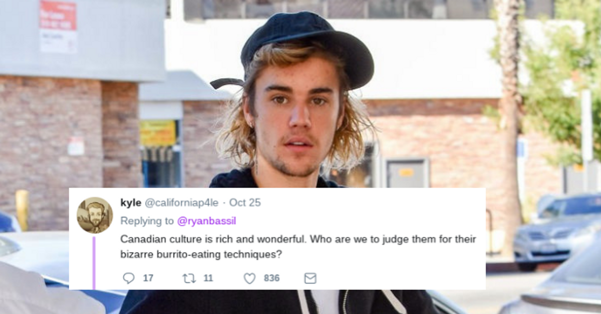 That Viral Photo Of 'Justin Bieber' Awkwardly Eating A Burrito Was Actually A Prank 😂