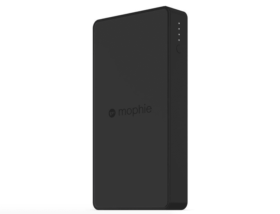 A Mophie Powerstation charger in black against a white background