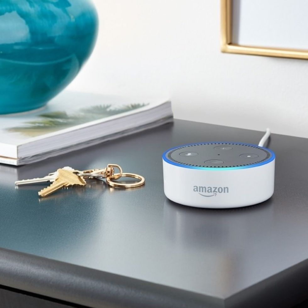 Photo of a white Amazon Echo Dot 2nd generation